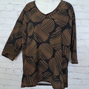 Onque Polka Dot Print Casual Tunic Blouse Top Size Large